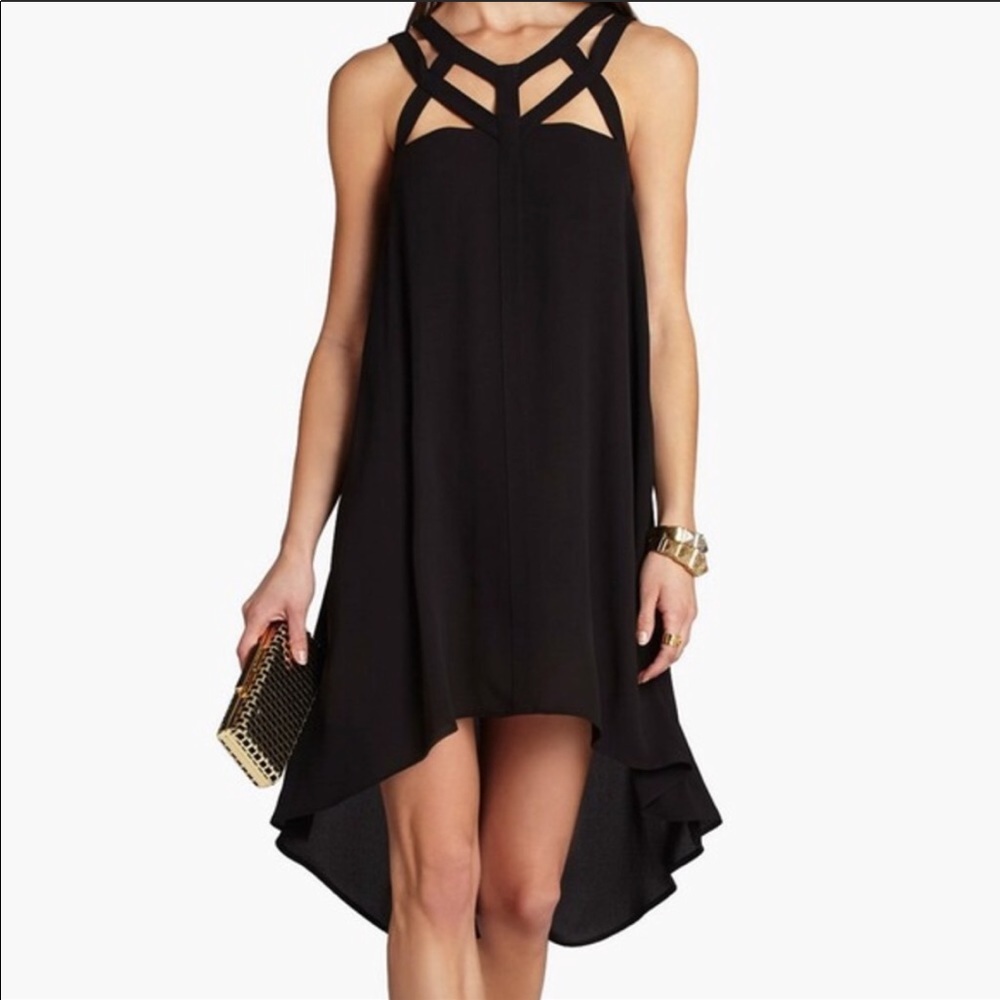 BCBGMAXAZARIA BLACK CAGED DRESS